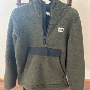 The North Face Olive Green Sherpa Fleece Half-Zip Pullover Size Men’s Medium